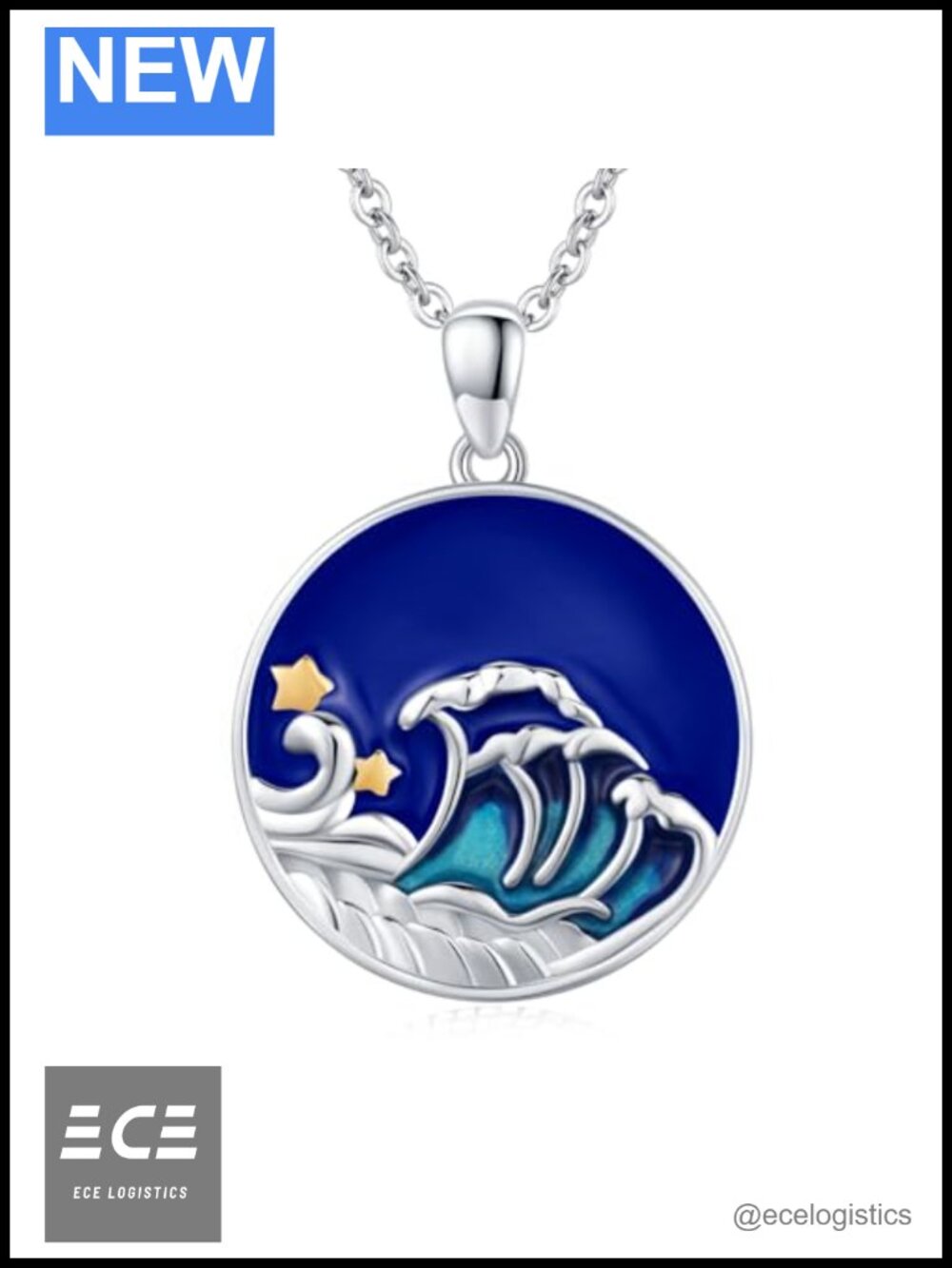 925 Sterling Silver Ocean Wave Necklace Women Hypoallergenic